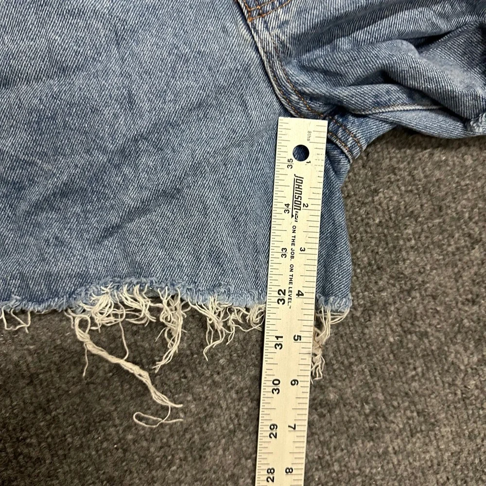 RSQ Denim Shorts Womens Size 23 Blue Low Rise Baggy Carpenter Raw Hem Casual
